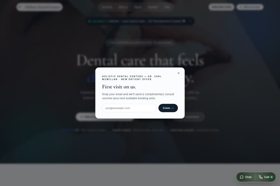 Screenshot of the live Holistic Dental Centers site